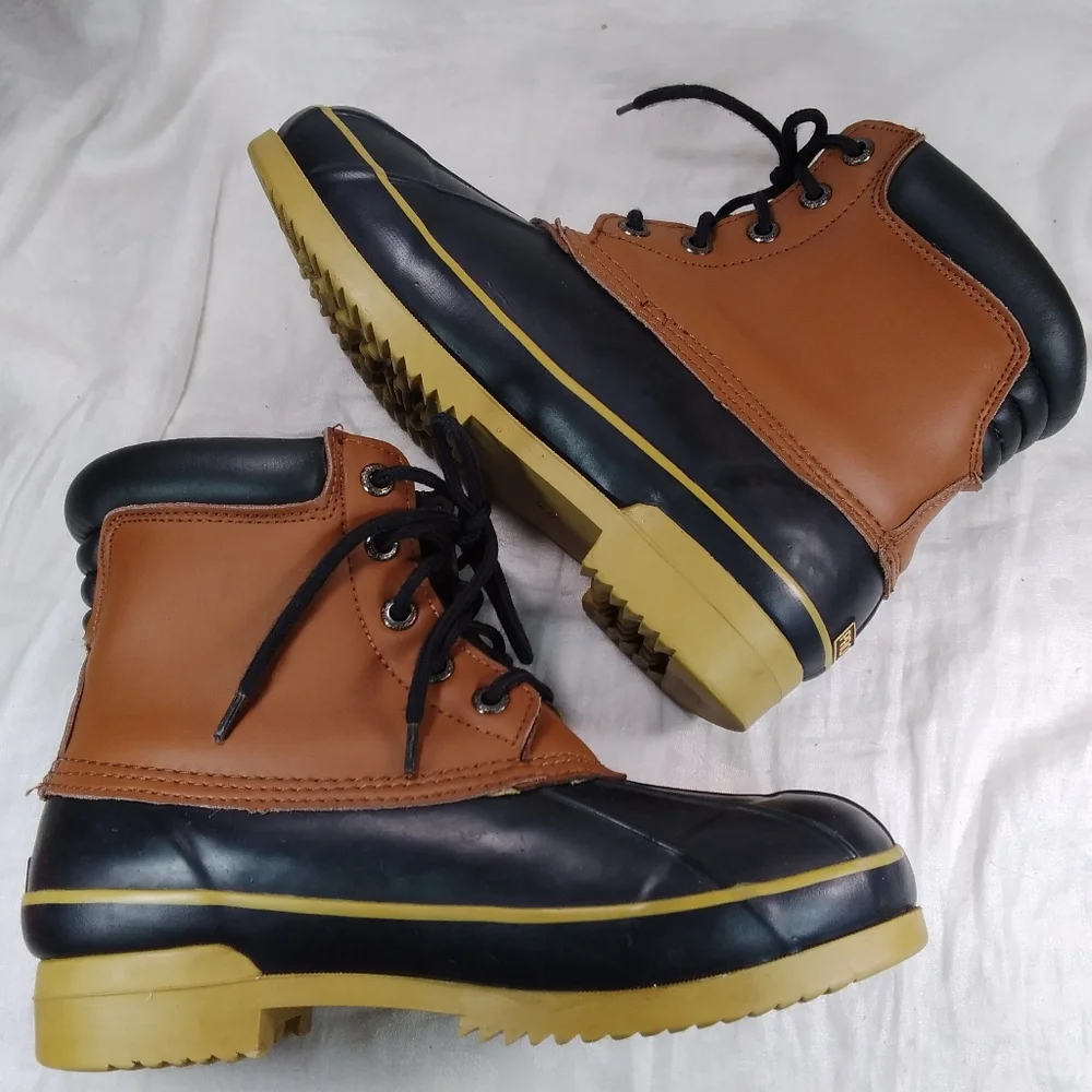 Pro Line Black Brown Duck BOOTS Womens Size 9 Thinsulate Insulated 200 gram